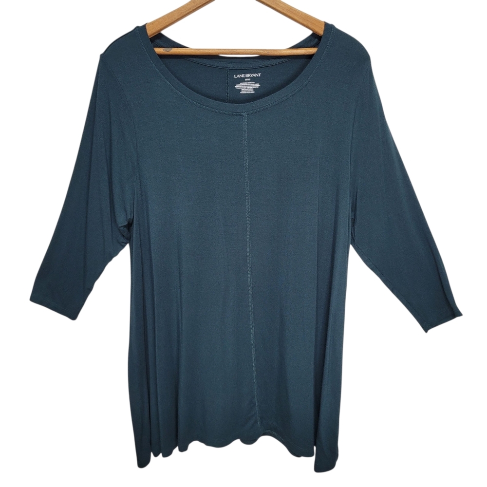 Lane Bryant Tunic Length 3/4 Sleeve Top Size 14/16 Green Fall Minimalist Classic